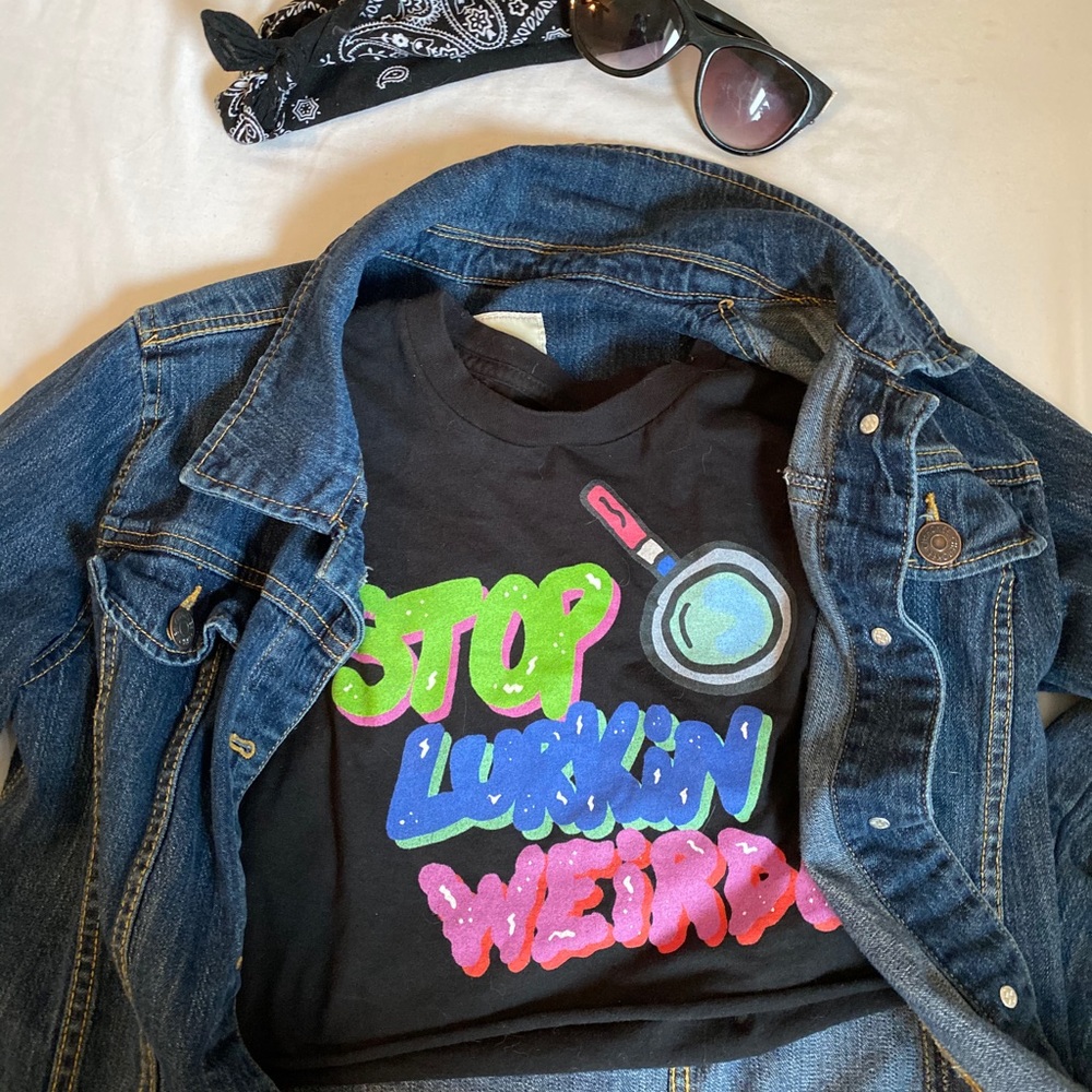 Stop lurking weirdo crop top